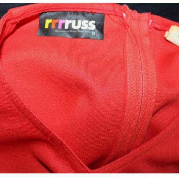 Russ Togs Red Orange Sleeveless Belted Dress M Back Zip Polyester Vintage '70's - Picture 3 of 8